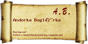 Andorka Boglárka névjegykártya
