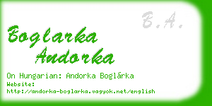 boglarka andorka business card