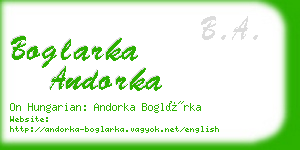 boglarka andorka business card